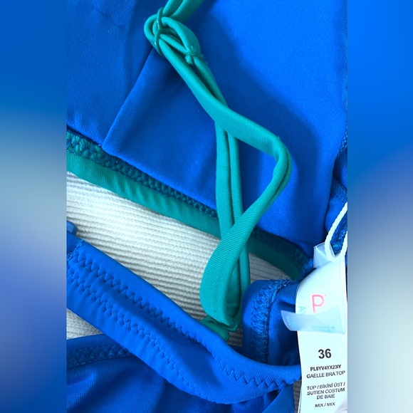 Beautiful 2 pc bikini swimwear rainbow colors blue yellow green EUR 36 US 2 to 4 - Picture 5 of 9